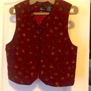 M lizsport vintage vest with front zip quilted red